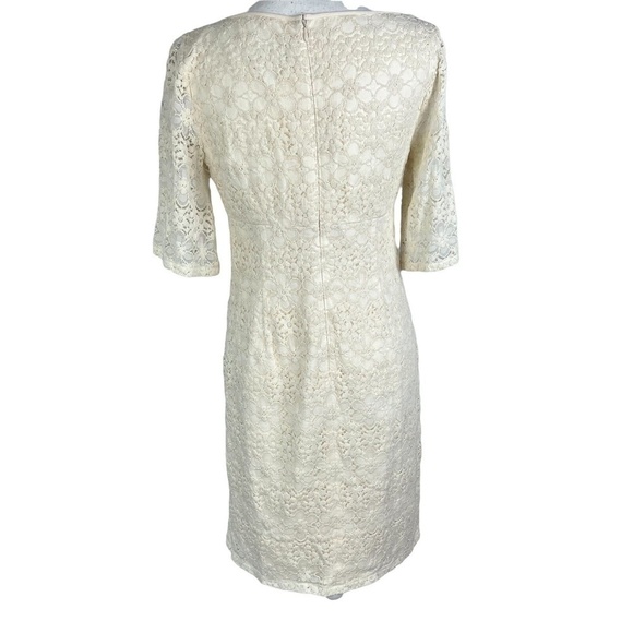 Adrianna Papell Women's Ivory Cream Lace Dress Sz 6 Empire Waist Baptism Wedding - Picture 7 of 10